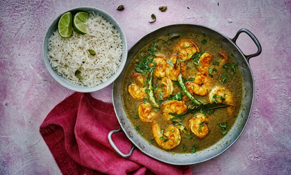 King prawns in coconut curry sauce
