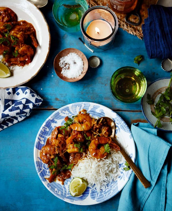 King prawns with tamarind and coconut (Seychellois cari koko)