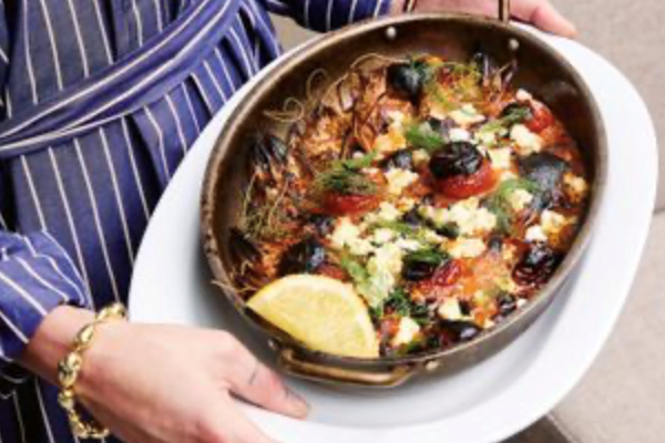 King prawns with tomato and feta (Garides saganaki) [Ozge Kalvo]