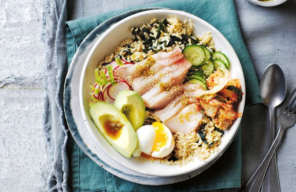 Kingfish poke with kimchi