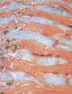 Kinilaw of salmon and sea bass