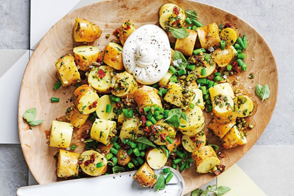 Kipfler salad with Provençal tapenade and burrata