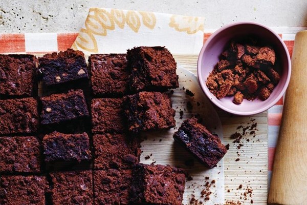 Kirsten Jenkins' prune and mixed chocolate brownie with biscuit crumb