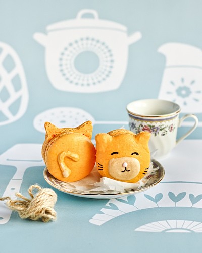 Kitty cat carrot macarons