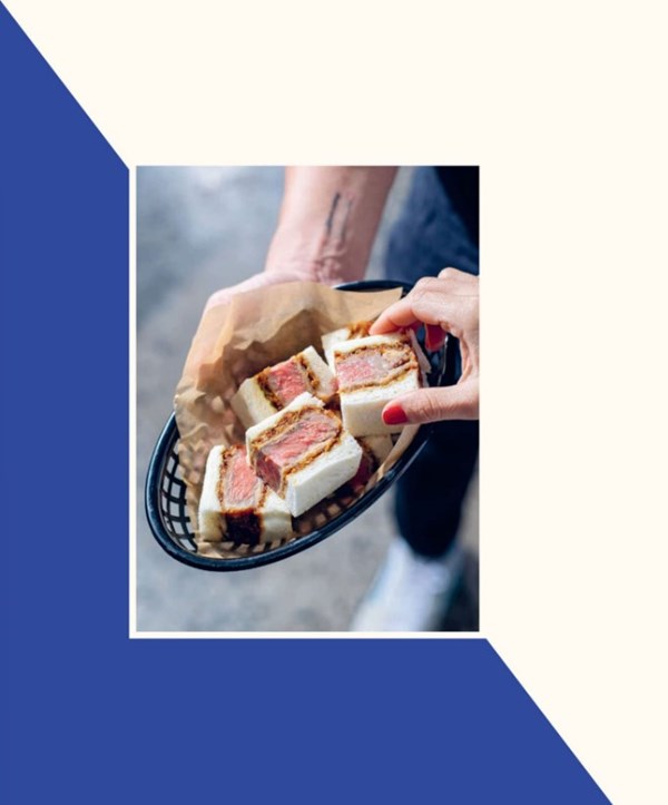 Kobe beef with tonkatsu sauce and yuzu kosho [sando]