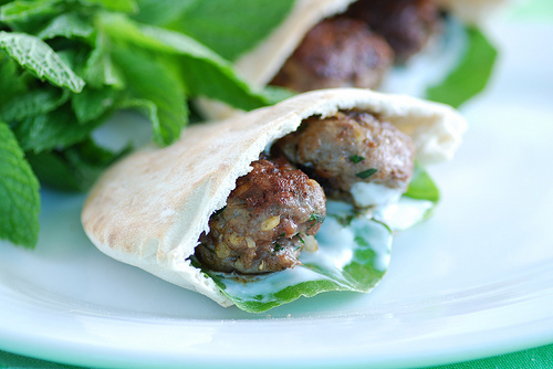 Kofta pocket with tzatziki sauce