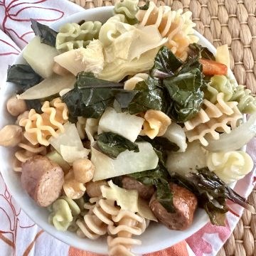 Kohlrabi & andouille pasta