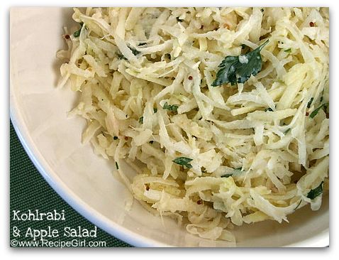 Kohlrabi and apple salad with creamy mustard dressing