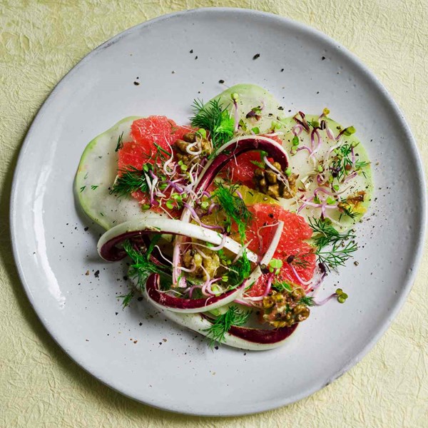 Kohlrabi and grapefruit salad