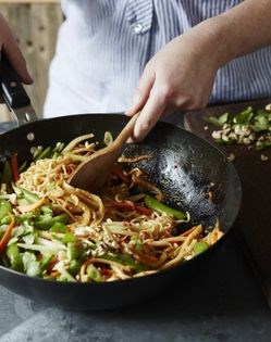 Kohlrabi and peanut stir-fry