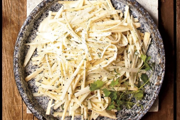 Kohlrabi and rutabaga slaw