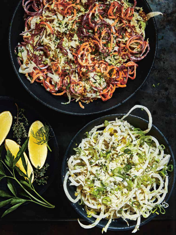 Kohlrabi and sweetheart cabbage coleslaw