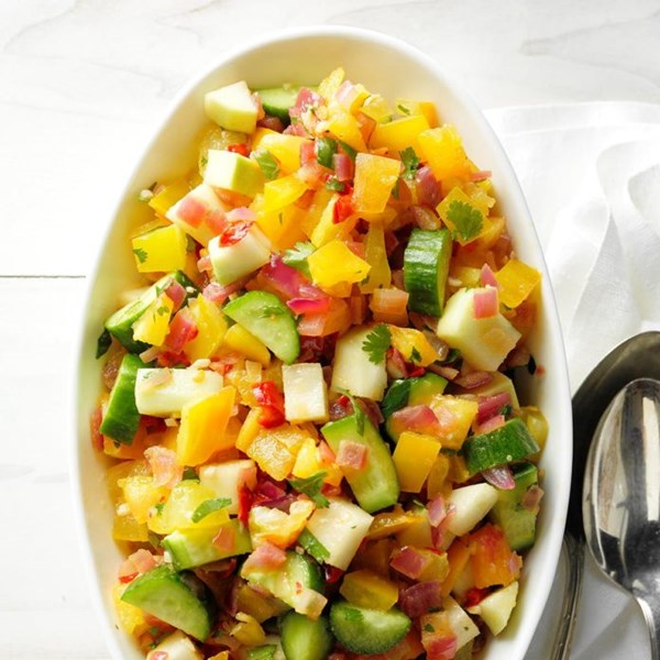 Kohlrabi, cucumber & tomato salad