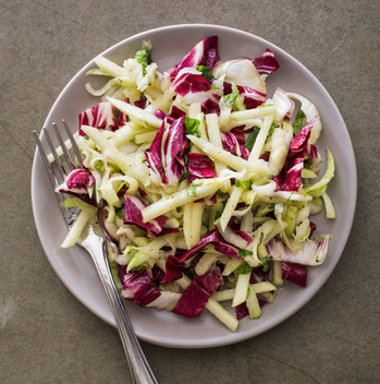 Kohlrabi, radicchio, and apple slaw