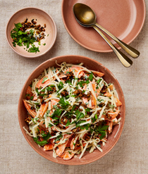 Kohlrabi slaw with horseradish and candied seeds