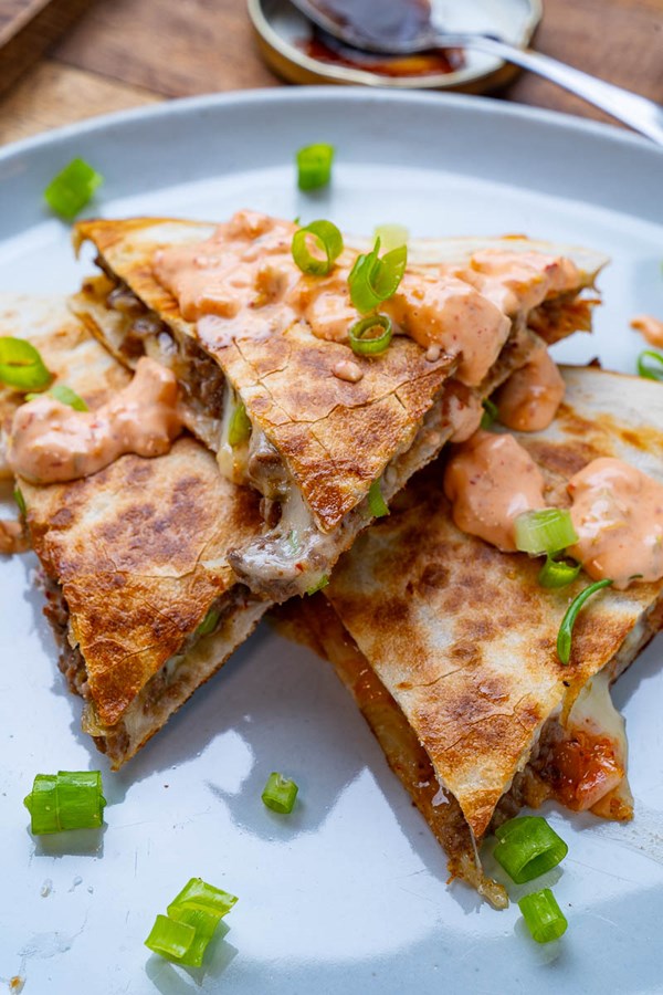 Korean BBQ beef quesadillas