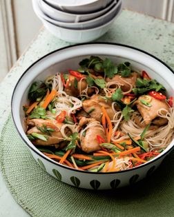 Korean braised chicken with rice noodles