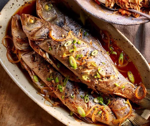 Korean braised sea bass