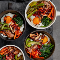 Korean chilli beef and rice bowls