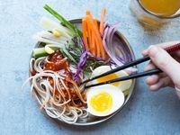Korean cold buckwheat noodles (Jaengban guksu)