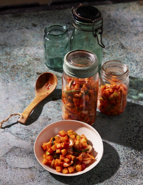 Korean fresh apple kimchi (Sagwa kimchi)