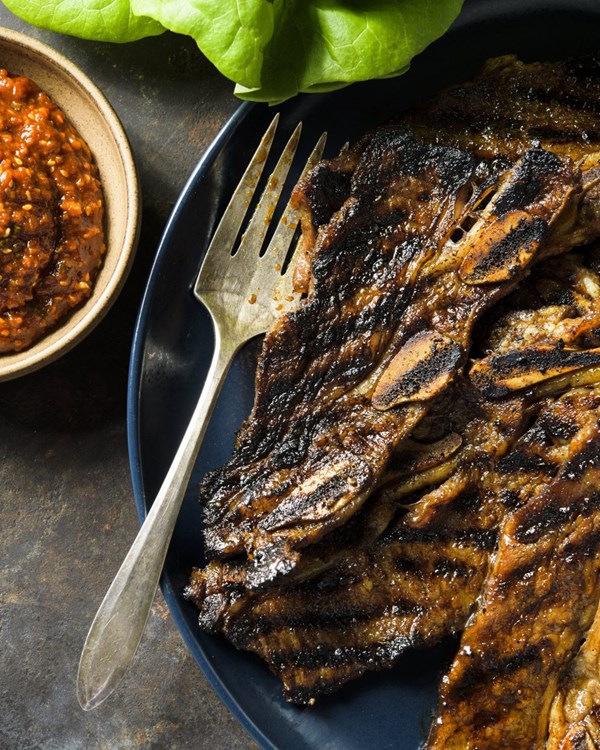 Korean grilled marinated short ribs (Yangneom galbi)