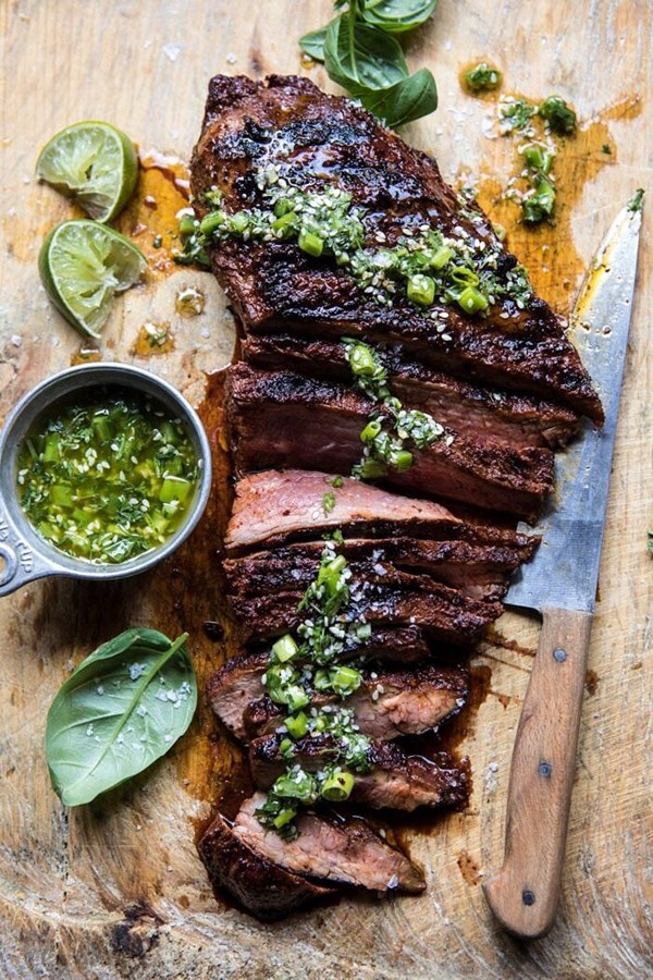 Korean grilled steak with toasted sesame chimichurri