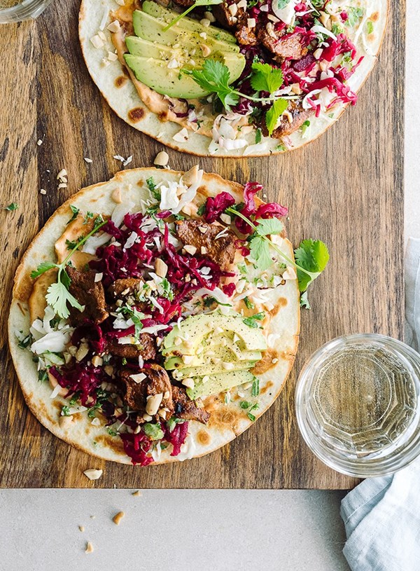 Korean lamb and red kraut tacos