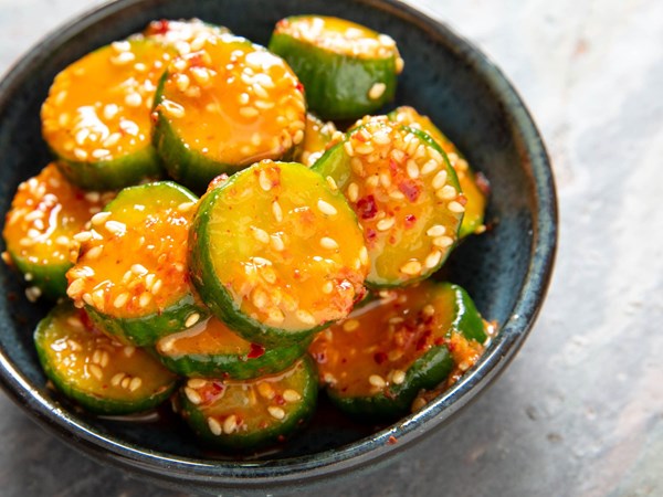 Korean marinated cucumber banchan (Oi muchim)
