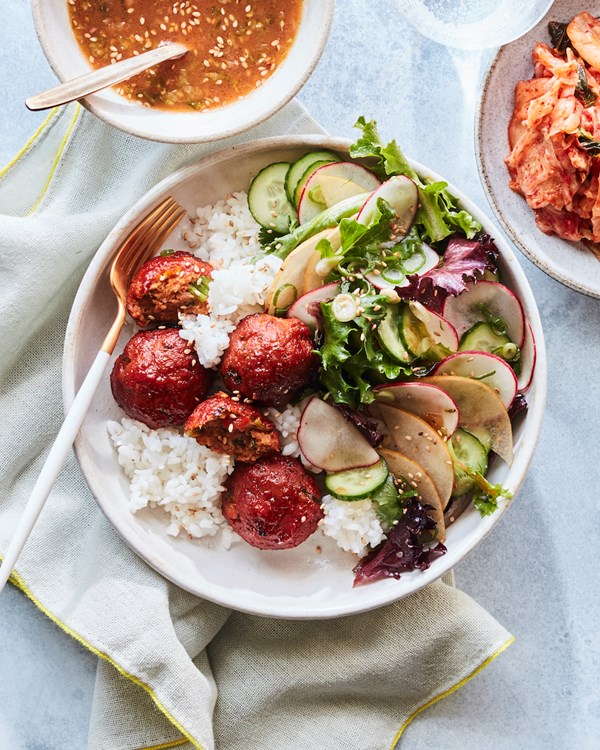Korean meatball rice bowls