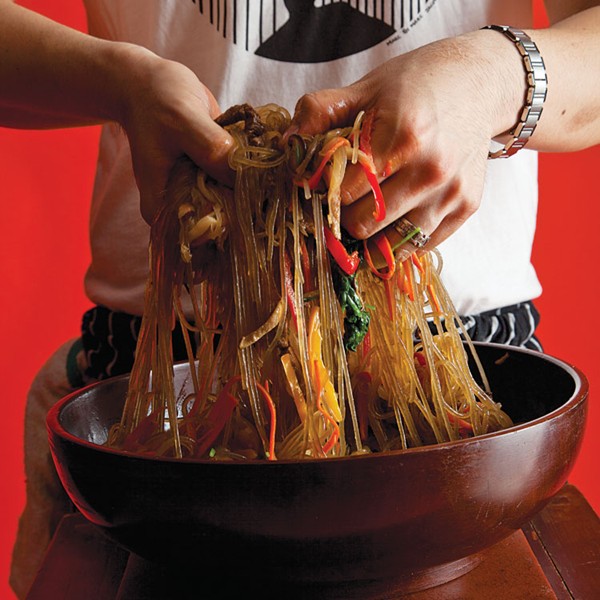 Korean noodles with beef and vegetables (Chap chae)