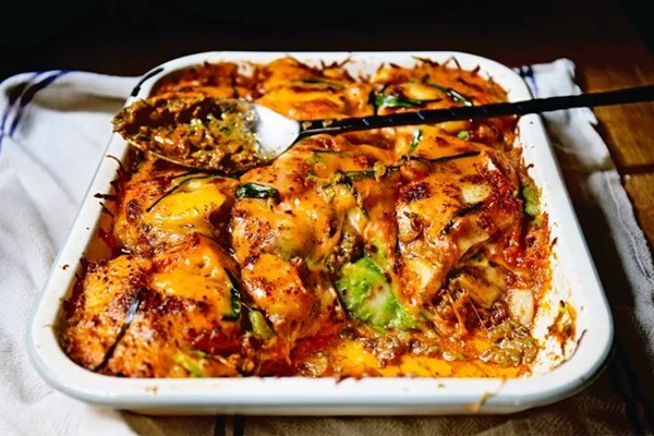 Korean rice cake "lasagna"