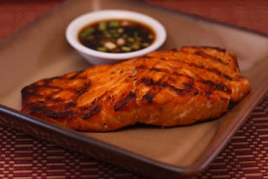 Korean salmon with dipping sauce