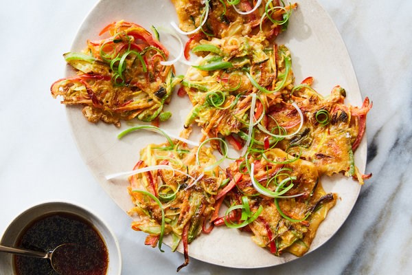 Korean scallion pancakes with vegetables (Vegetable Pajeon)