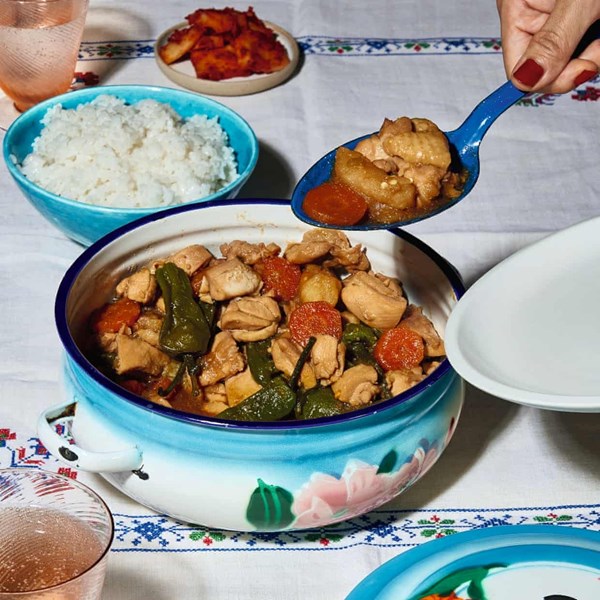 Korean soy sauce-braised chicken (Jjimdak)