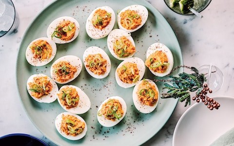 Korean-spiced devilled eggs