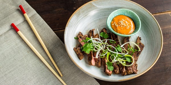 Korean-style barbecued skirt steak with gochujang mayo