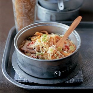 Korean-style ramen with fishcake and tofu