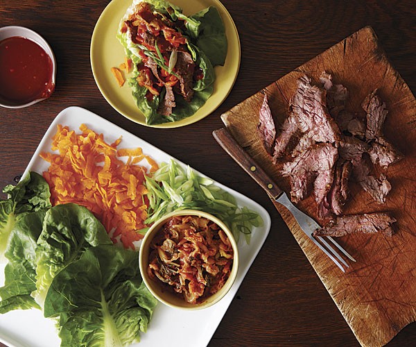 Korean-style spicy steak lettuce wraps