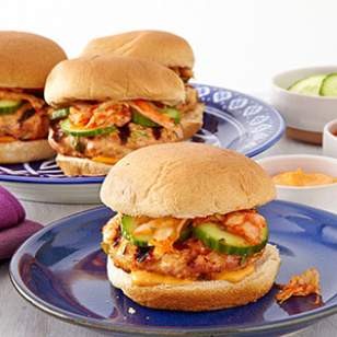 Korean turkey burgers with kimchi