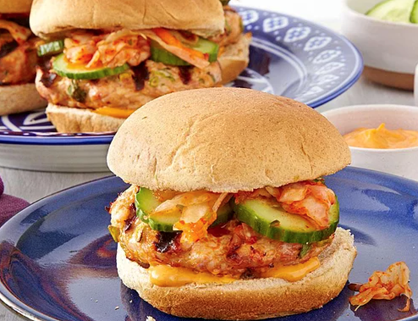 Korean turkey burgers with kimchi