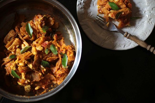 Kothu paratha with shrimp