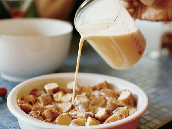 Krispy Kreme bread pudding with espresso whipped cream [Govind Armstrong]