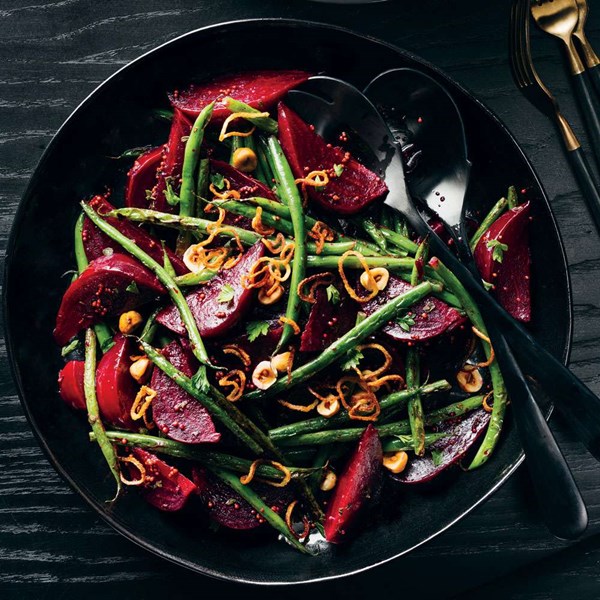 Kristen Kish's beets and green beans with mustard vinaigrette