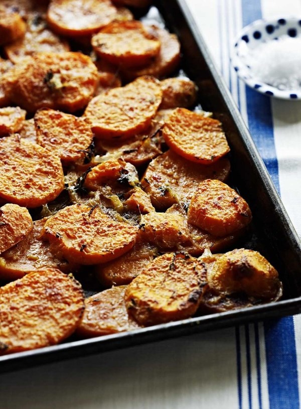 Kumara and Parmesan gratin
