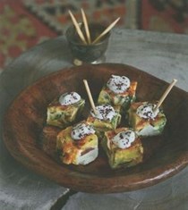 Kumara, spinach and feta tortilla with sumac and yoghurt