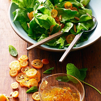 Kumquat mint salad with jasmine dressing