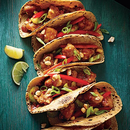 Kung pao chicken tacos