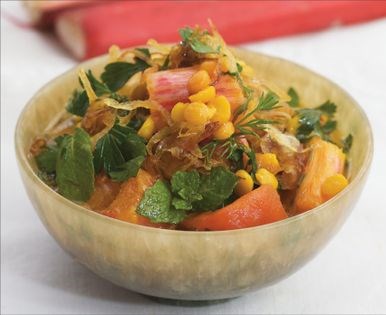 Kurdish rhubarb braise with aromatic herbs