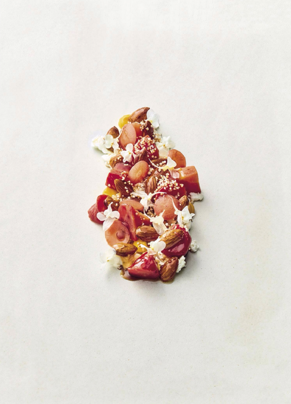 Kyoto red carrot salad with sheep's milk feta, smoked almonds, sherry caramel